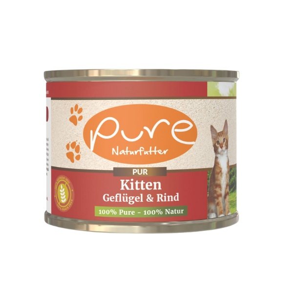 PURE Nassfutter Katzenmenü Geflügel & Rind 195g