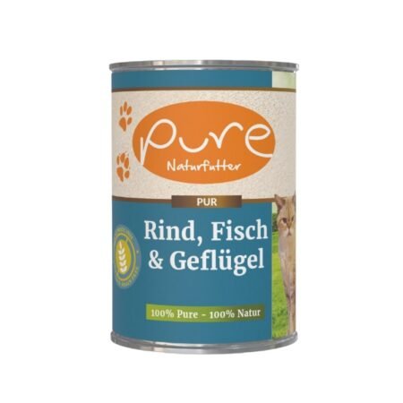 PURE Nassfutter Katzenmenü Rind, Fisch & Geflügel 400g