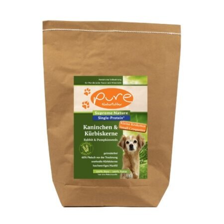 PURE Supreme Nature Dog – Kaninchen mit Kürbiskernen | Kleine Kroketten (4 kg)