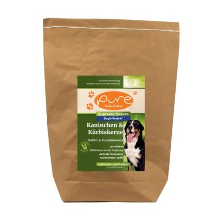 PURE Supreme Nature Dog – Kaninchen & Kürbiskerne (Single-Protein, getreidefrei)