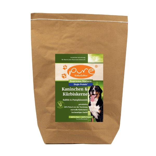 PURE Supreme Nature Dog – Kaninchen & Kürbiskerne (Single-Protein, getreidefrei)