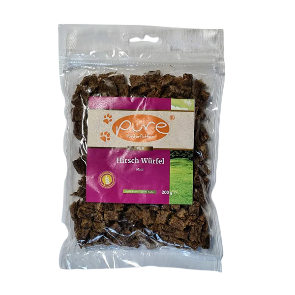 PURE Hirsch Würfel Mini – natürlicher Hundesnack (200g)