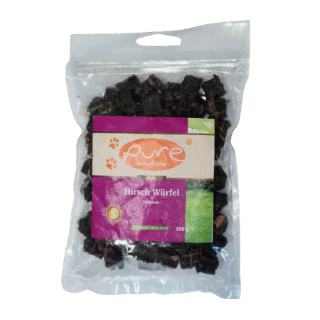 PURE Hirsch Würfel Premium – natürlicher Hundesnack (200g)