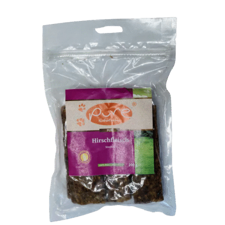 PURE Hirschfleisch Streifen – natürlicher Hundesnack (200g)