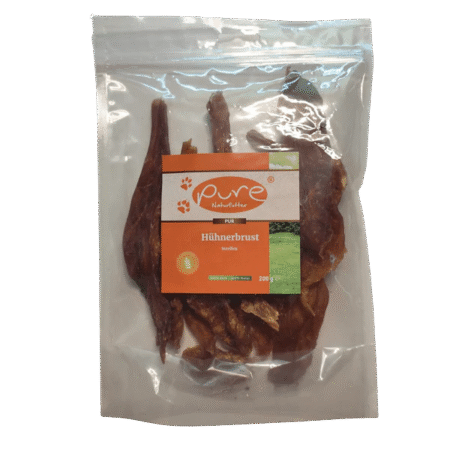 PURE Hühnerbrust Streifen – natürlicher Hundesnack (200g)