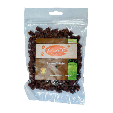 PURE Lamm Würfel mini – Trainingssnack für Hunde (200g)