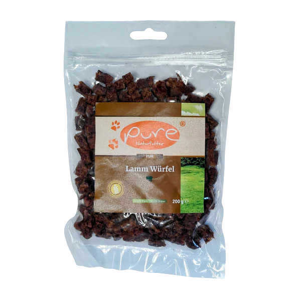 PURE Lamm Würfel mini – Trainingssnack für Hunde (200g)